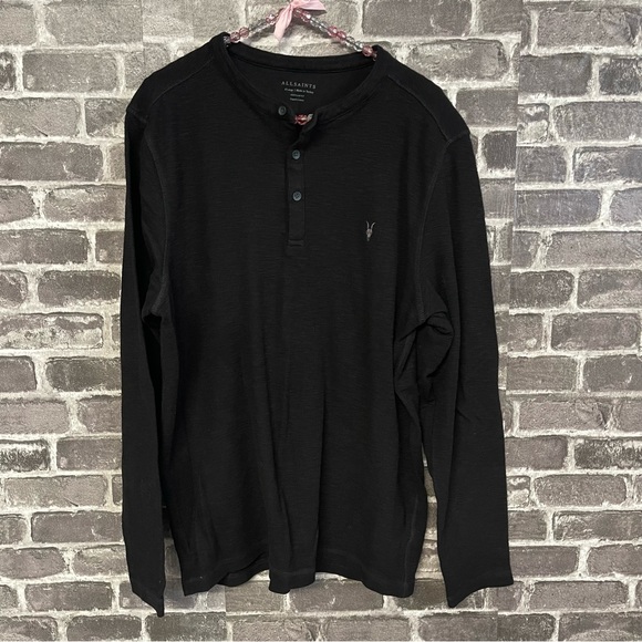 All Saints Shirts All Saints Muse Long Sleeve Henley Shirt Black Poshmark